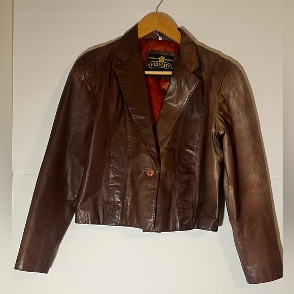 Fidelity Jackets & Blazers - Vintage Fidelity Leathers Women's Distressed Brown Leather Jacket Small